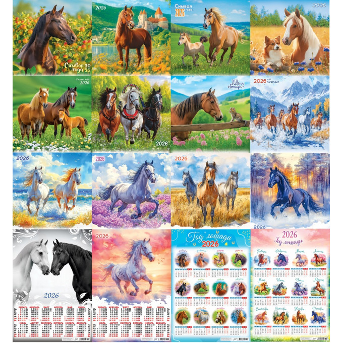 Календарь листовой А2 на 2026 год Символ года МИКС (16в*3)