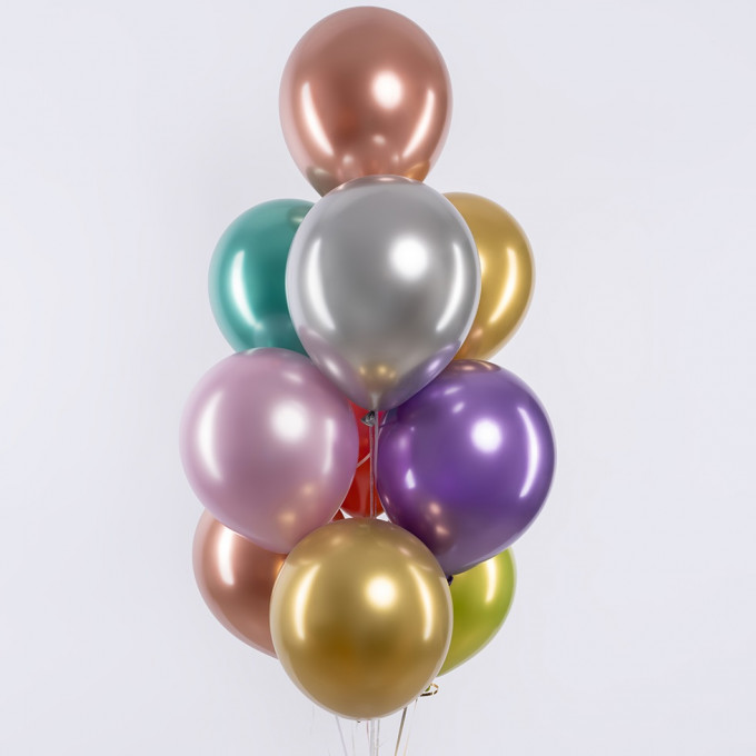 Воздушный шар латексный 12''/30 см хром Ассорти лайт, 50 шт