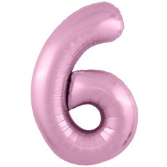 Воздушный шар фольгированный 40\'\'/102 см Цифра "6" Розовый Фламинго Slim в упаковке