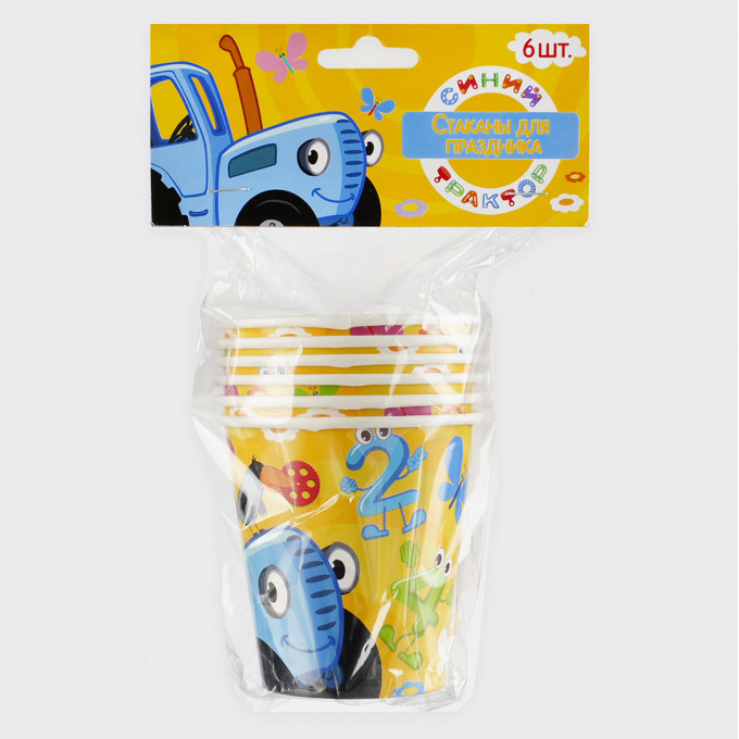 Стаканы 250 мл Синий трактор, С Днем Рождения!, 6 шт.
