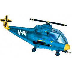 Воздушный шар фольгированный 38" Фигура Вертолет синий 56*96 см