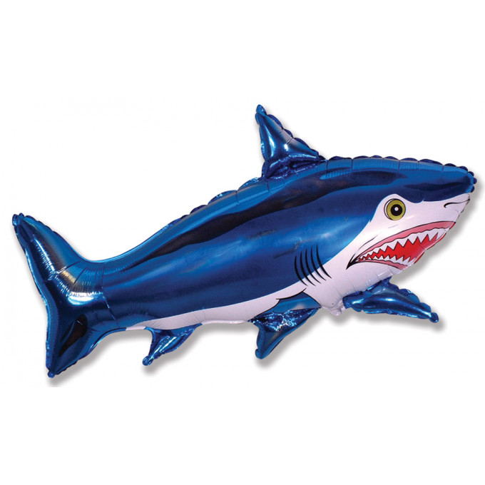 Воздушный шар фольгированный мини-фигура 16"  Акула синяя 41 см