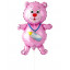 Воздушный шар фольгированный  14"/35 см  Мини-фигура Медвежонок девочка фуксия
