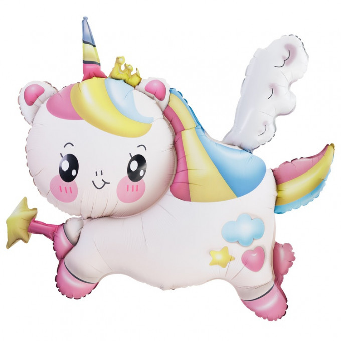 Воздушный шар фольгированный 36"/94см Фигура Единорог летающий