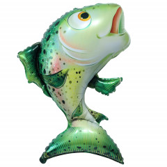 Воздушный шар фольгированный 35"/89см Фигура Рыба зеленая
