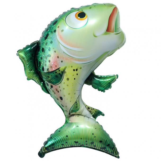 Воздушный шар фольгированный 35"/89см Фигура Рыба зеленая