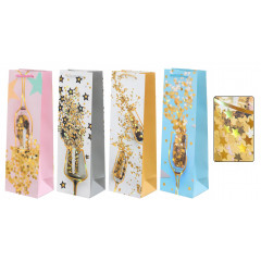 Пакет подарочный под бутылку 36*12*9 см ПРАЗДНИЧНЫЙ