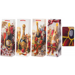 Пакет подарочный под бутылку 36*12*9 см С ПРАЗДНИКОМ