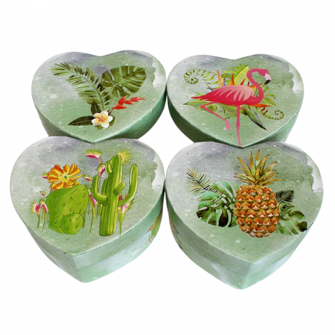 Коробка Сердце 11*9,5*5 см ФЛАМИНГО ассорти