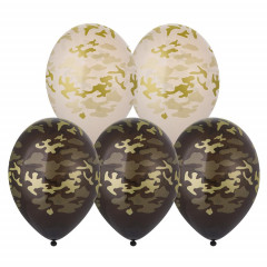 Шар с рисунком 14" шелкография пастель Камуфляж чер-беж 25 шт