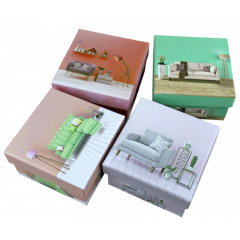 Коробка Квадрат 9,5*9,5*5,5 см ИНТЕРЬЕР ассорти