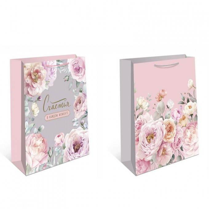 Пакет подарочный 33*42,5*10 см РОЗОВЫЙ САД Микс (2в*3)