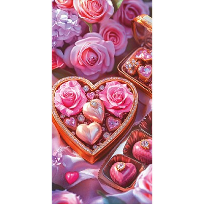 Конверт для денег без надписи (сердечко с розами)