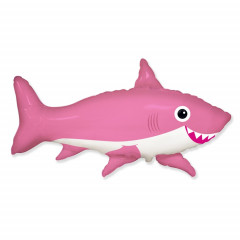 Воздушный шар фольгированный фигура 39" Фигура Акула веселая розовая 99 см