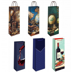 Пакет подарочный 12*36*8,5 см под бутылку Микс (6в*1)