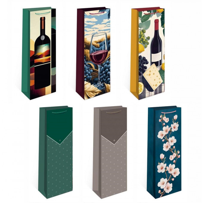 Пакет подарочный 12*36*8,5 см под бутылку (6в*1)