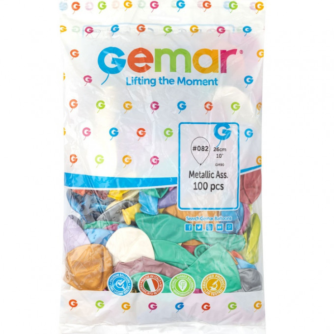 Воздушный шар латексный без рисунка 10" Металлик ассорти 100 шт