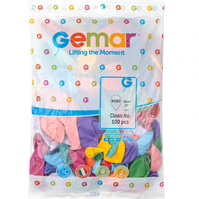 Воздушный шар латексный без рисунка 12" Пастель ассорти 100 шт