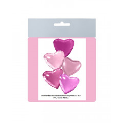 Набор фольгированных шаров 19"/46 см Сердце Микс (5в*1)