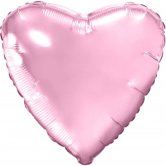 Воздушный шар фольгированный без рисунка 19" СЕРДЦЕ Нежно-розовый 48 см