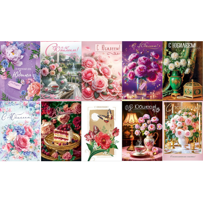 Открытка С Юбилеем Женский Микс (10в*2)
