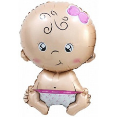 Воздушный шар фольгированный 16''/41 см Мини-фигура Малышка девочка розовый