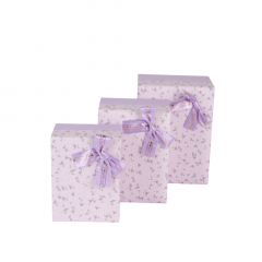 Коробка подарочная набор из 3 шт Прямоугольник 21*15*10 см с бантом СИРЕНЕВЫЙ
