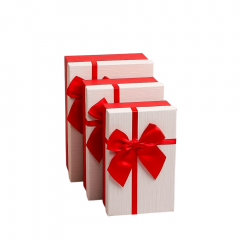 Коробка подарочная набор из 3 шт Прямоугольник 23*16*9,5 см с бантом БЕЛЫЙ/КРАСНЫЙ