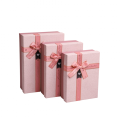Коробка подарочная набор из 3 шт Прямоугольник 29*21*9 см с бантом БЕЖЕВЫЙ/ГЛИЦИНИЯ