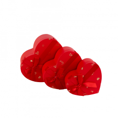 Коробка подарочная набор из 3 шт Сердце 21*20*9 см ЗОЛОТЫЕ СЕРДЦА НА КРАСНОМ