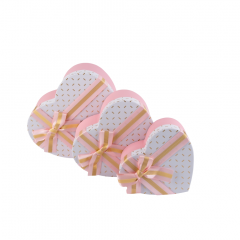 Коробка подарочная набор из 3 шт Сердце 21*20*9 см Лайн БЕЛЫЙ/РОЗОВЫЙ