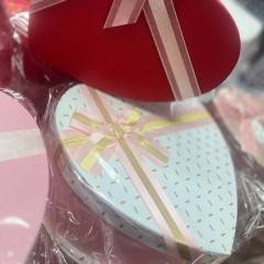 Коробка подарочная набор из 3 шт Сердце 21*20*9 см Лайн БЕЛЫЙ/РОЗОВЫЙ