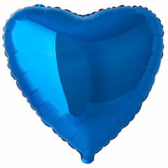 Воздушный шар фольгированный без рисунка 18"/45см СЕРДЦЕ Металлик Blue