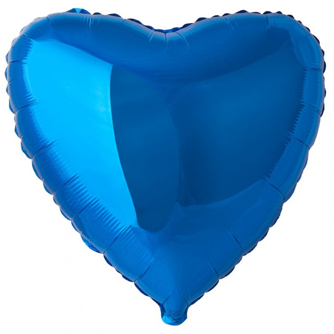 Воздушный шар фольгированный без рисунка 18"/45см СЕРДЦЕ Металлик Blue