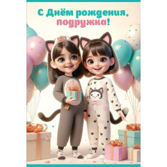 Открытка "С Днём рождения, подружка!"
