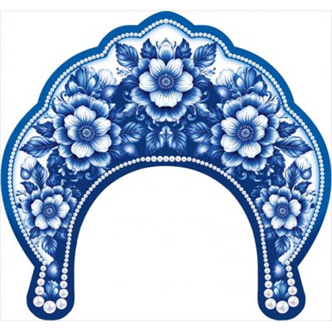Кокошник "Синий орнамент"