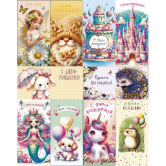 Конверт для денег С ДР! Детские Микс (10в*2)