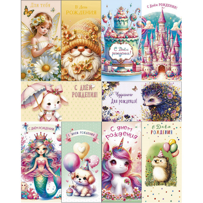 Конверт для денег С ДР! Детские Микс (10в*2)