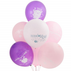 Воздушный шар латексный с рисунком 12" пастель Заюнчик ассорти