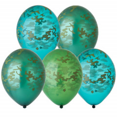 Воздушный шар латексный с рисунком 14" пастель/кристалл шелкография Камуфляж 25 шт