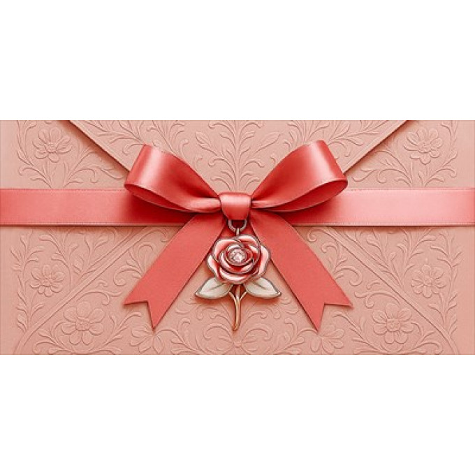 Конверт для денег "Пудровый бант и роза"