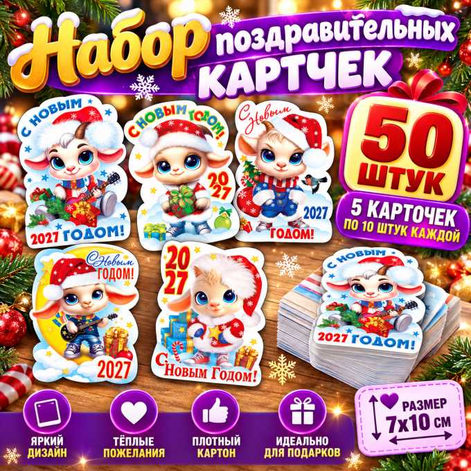 Набор мини открыток с Новым годом!  Символ года 2027 г