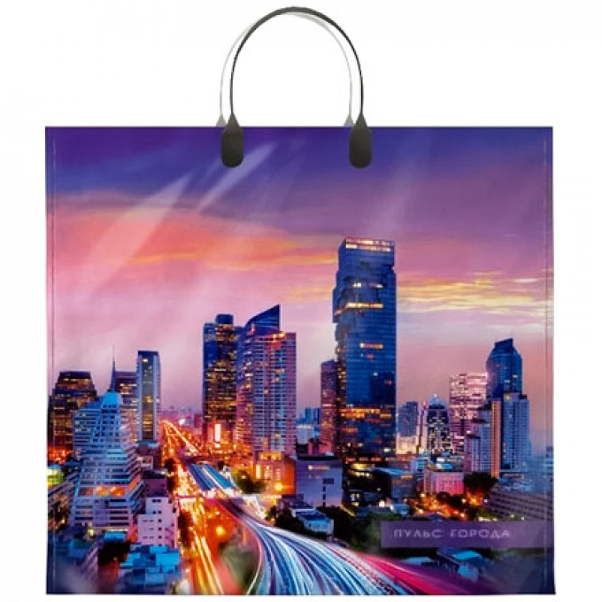 Пакет П/Э с пластмассовыми ручками 37*34 (80мк) Пульс города