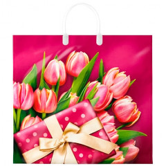 Пакет П/Э с пластмассовыми ручками 38*35 см (90мк) Паттерн ламинация