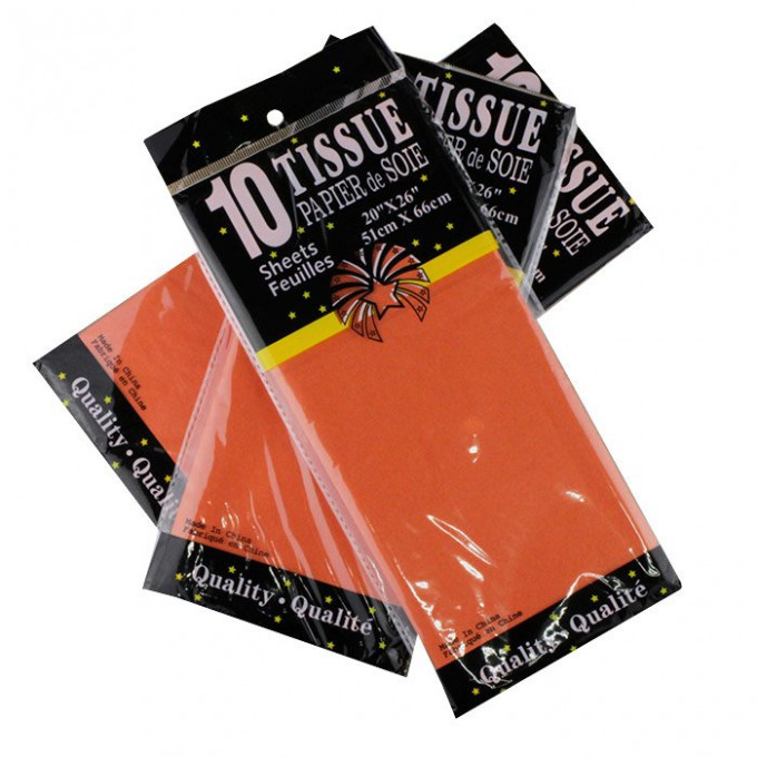 Бумага тишью 51*66 см ОРАНЖЕВЫЙ 10 листов