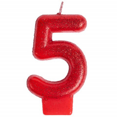Свеча-цифра "5" Блестящая 7,6см