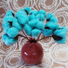 Сухоцвет Хлопок 10шт в 1 букете БИРЮЗОВЫЙ