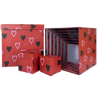 Коробка подарочная набор из 10 шт Куб СЕРДЦА 26,5*26,5 см