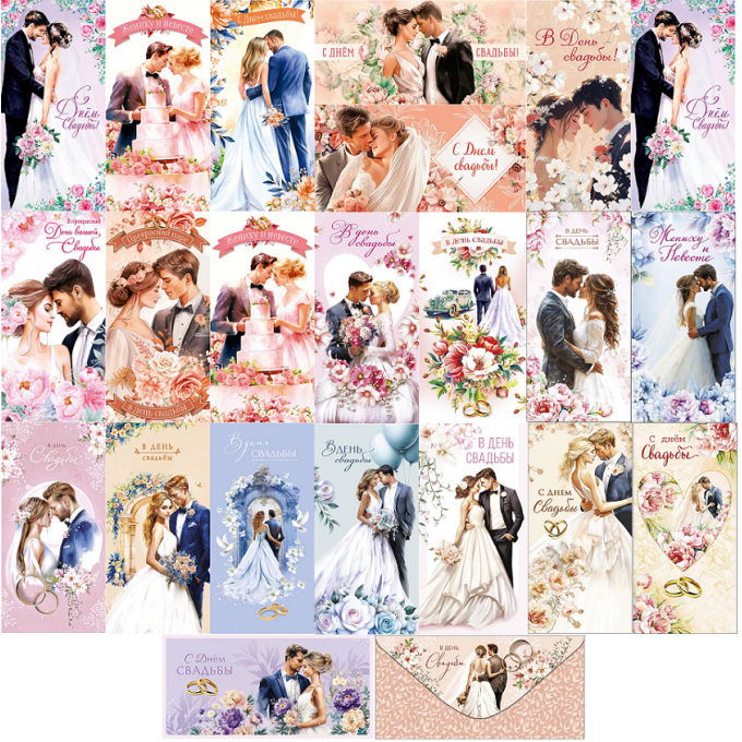 Конверт для денег С Днем Свадьбы! МИКС (23в*1)