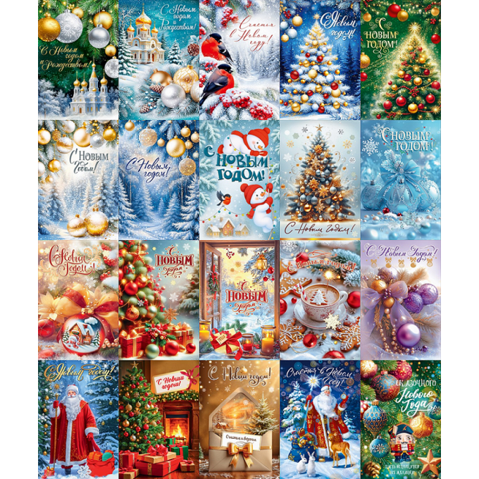 Открытка А5 С Новым годом! МИКС (20в*1)
